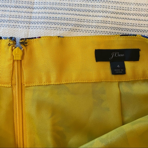 J crew yellow gold purple blue floral silk pleated skirt size 4 - Picture 7 of 9